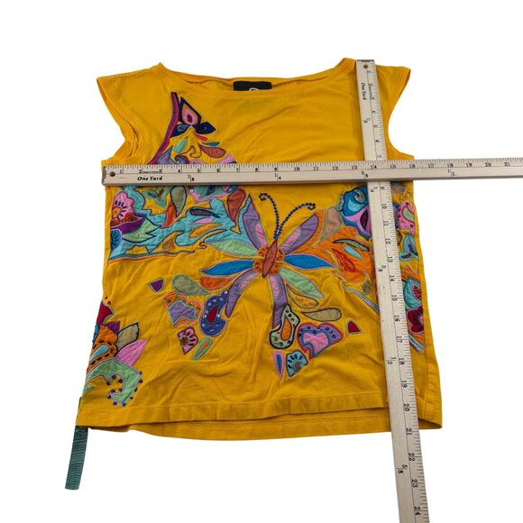 Michael Simon Butterfly Embroidered Womens Top sz Small Capped Sleeves butterfly - Picture 3 of 4